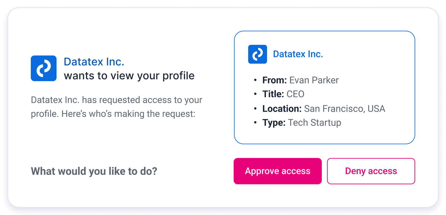 Wigiwork access request preview