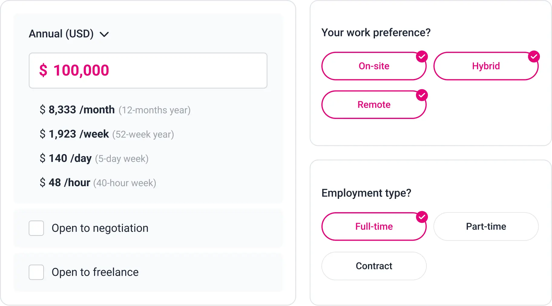 Wigiwork salary expectation setup preview