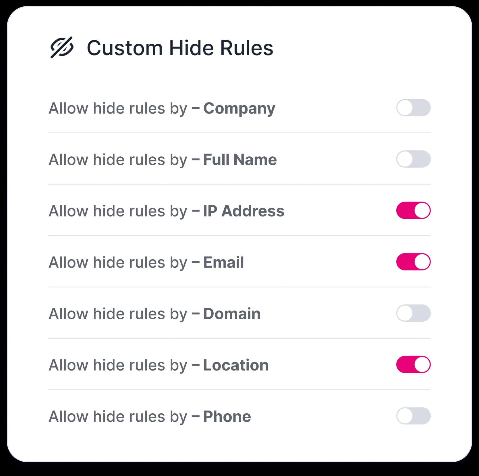 Custom Hide Rules