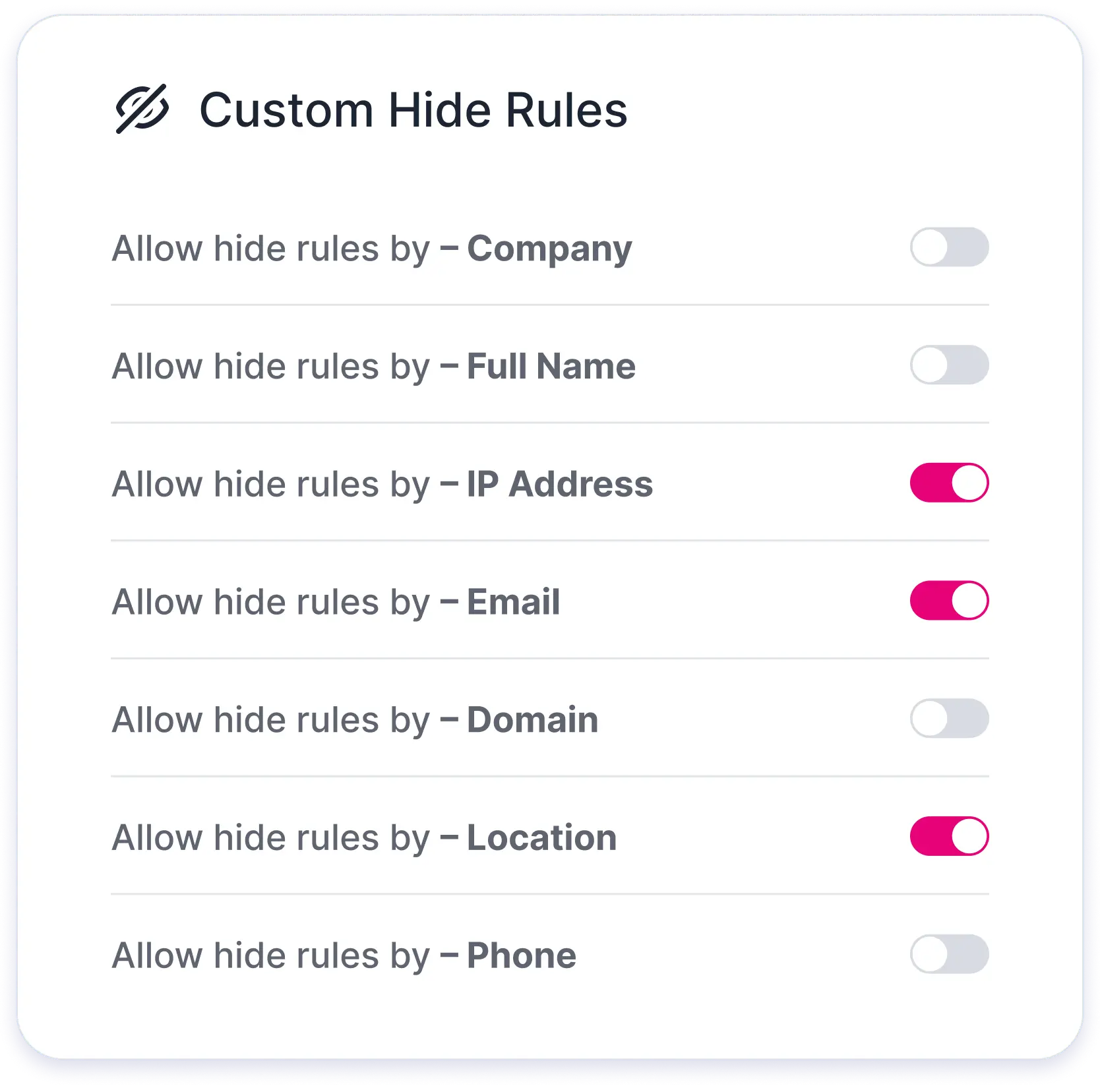 Custom Hide Rules